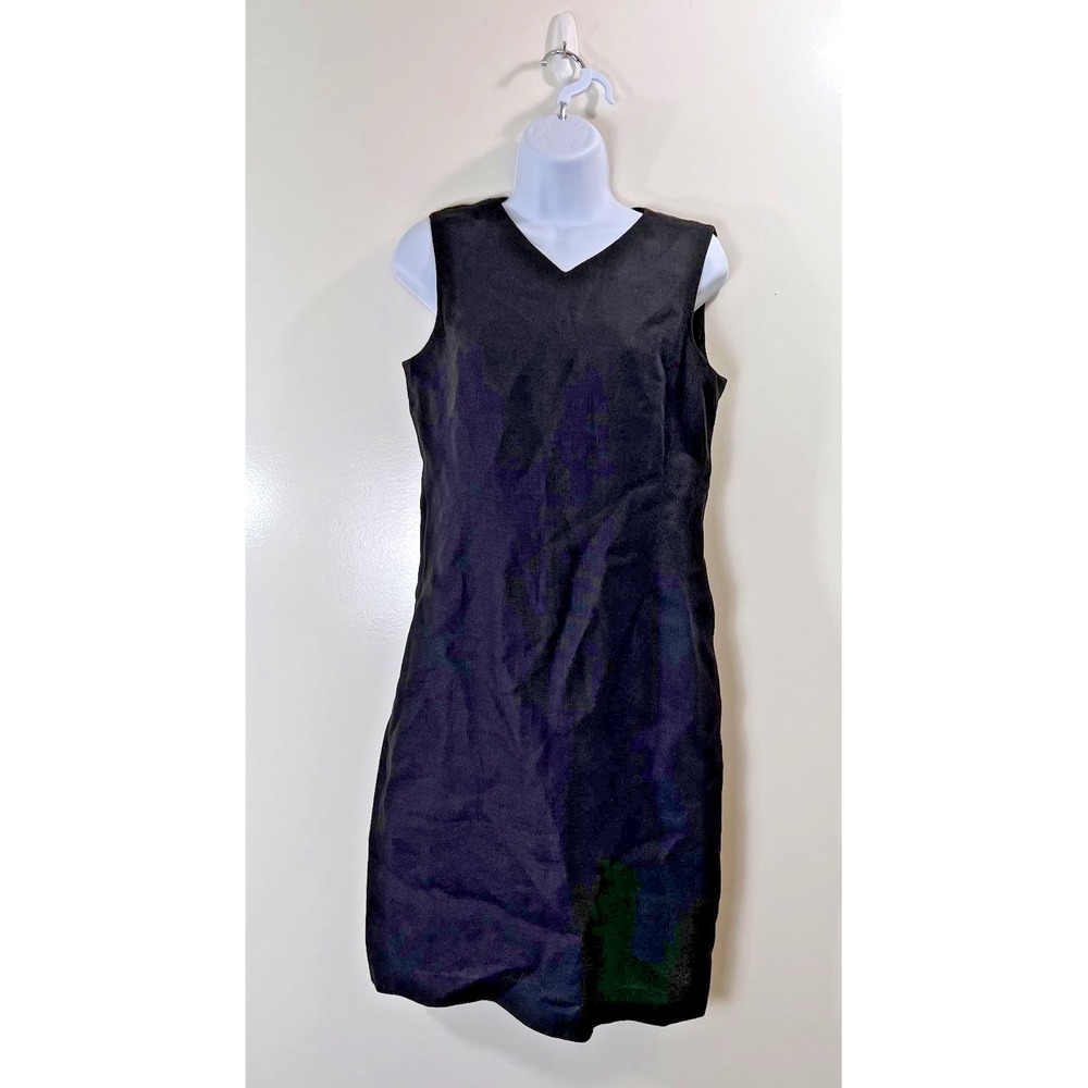 Talbots Womens Linen Shift Dress S 6 Minimalist Classic LBD Workwear French Girl
